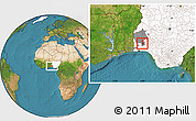 Satellite Location Map of IbadanNorth-West, highlighted country, highlighted parent region