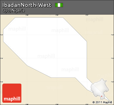 Classic Style Simple Map of IbadanNorth-West, single color outside