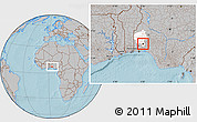 Gray Location Map of IbadanNorth, highlighted parent region, hill shading