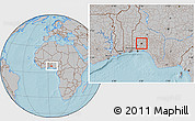 Gray Location Map of IbadanNorth, hill shading