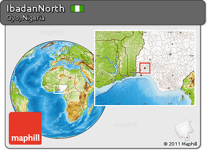 Physical Location Map of IbadanNorth, highlighted country