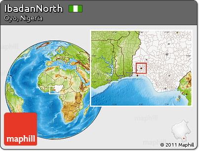 Physical Location Map of IbadanNorth, highlighted country