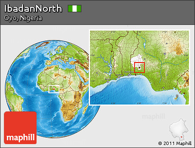 Physical Location Map of IbadanNorth, highlighted parent region