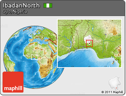 Physical Location Map of IbadanNorth, highlighted parent region