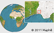 Satellite Location Map of IbadanNorth, highlighted country