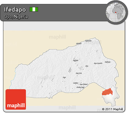 Classic Style 3D Map of Ifedapo, single color outside