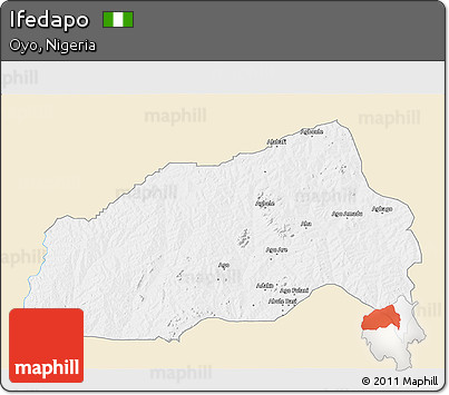 Classic Style 3D Map of Ifedapo, single color outside