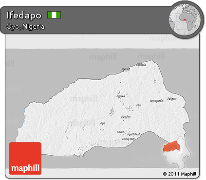 Gray 3D Map of Ifedapo, single color outside