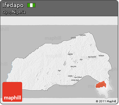 Gray 3D Map of Ifedapo, single color outside