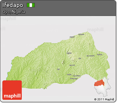 Physical 3D Map of Ifedapo, cropped outside