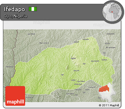 Physical 3D Map of Ifedapo, semi-desaturated