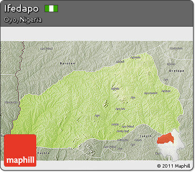 Physical 3D Map of Ifedapo, semi-desaturated