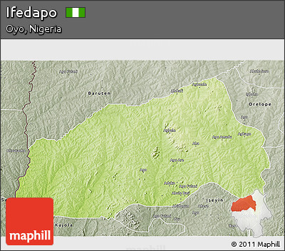 Physical 3D Map of Ifedapo, semi-desaturated