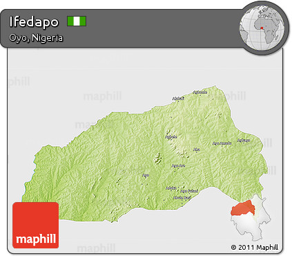 Physical 3D Map of Ifedapo, single color outside