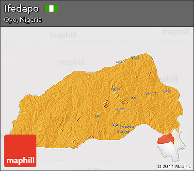 Political 3D Map of Ifedapo, single color outside