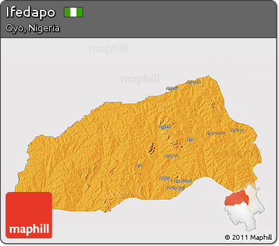 Political 3D Map of Ifedapo, single color outside
