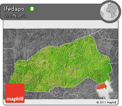 Satellite 3D Map of Ifedapo, desaturated