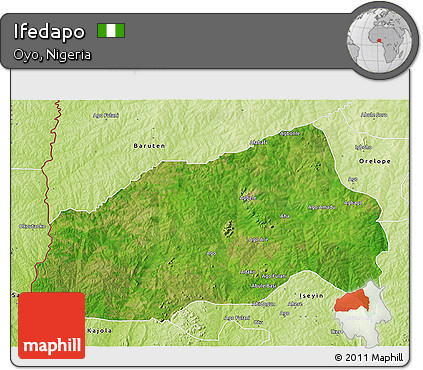 Satellite 3D Map of Ifedapo, physical outside