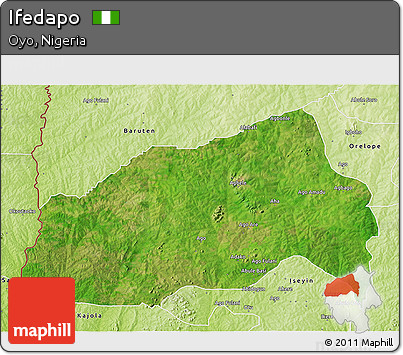 Satellite 3D Map of Ifedapo, physical outside