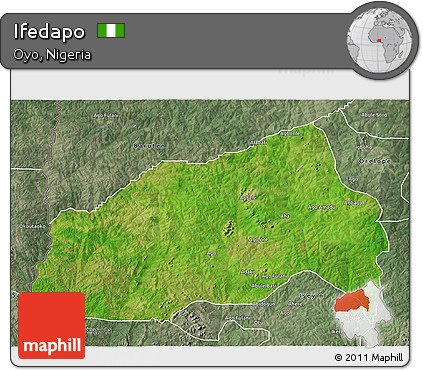 Satellite 3D Map of Ifedapo, semi-desaturated
