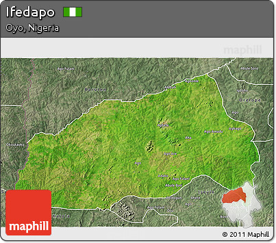Satellite 3D Map of Ifedapo, semi-desaturated