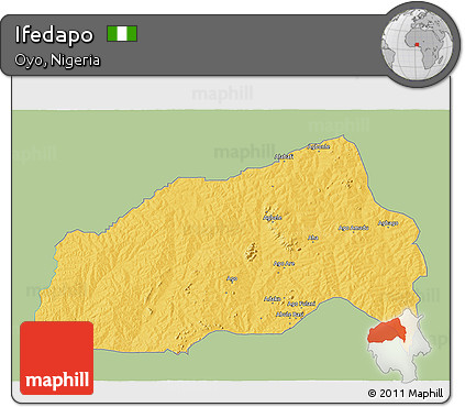 Savanna Style 3D Map of Ifedapo, single color outside