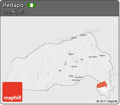 Silver Style 3D Map of Ifedapo, single color outside