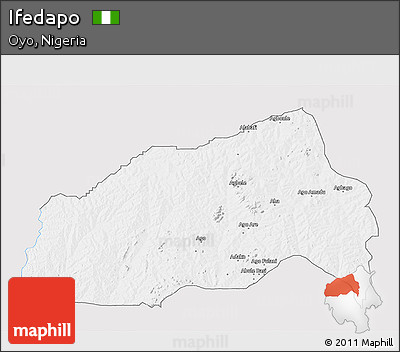 Silver Style 3D Map of Ifedapo, single color outside