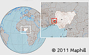 Gray Location Map of Ifedapo, highlighted country, highlighted parent region, within the entire country, hill shading
