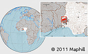 Gray Location Map of Ifedapo, highlighted country, highlighted parent region, hill shading