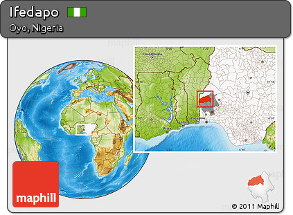 Physical Location Map of Ifedapo, highlighted country, highlighted parent region