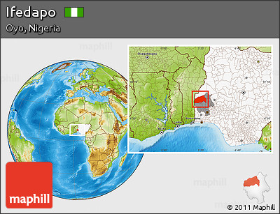 Physical Location Map of Ifedapo, highlighted country, highlighted parent region