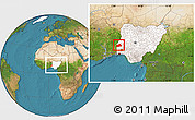 Satellite Location Map of Ifedapo, highlighted country, within the entire country