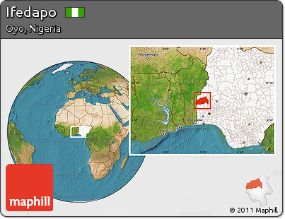 Satellite Location Map of Ifedapo, highlighted country