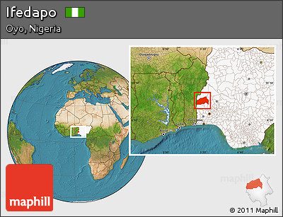 Satellite Location Map of Ifedapo, highlighted country