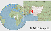 Savanna Style Location Map of Ifedapo, highlighted country, within the entire country, hill shading