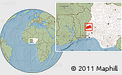 Savanna Style Location Map of Ifedapo, highlighted country, hill shading