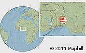 Savanna Style Location Map of Ifedapo, highlighted parent region, hill shading