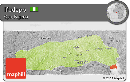 Physical Panoramic Map of Ifedapo, desaturated