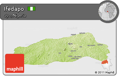 Physical Panoramic Map of Ifedapo, single color outside