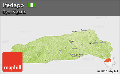 Physical Panoramic Map of Ifedapo, single color outside