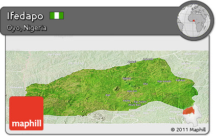 Satellite Panoramic Map of Ifedapo, lighten