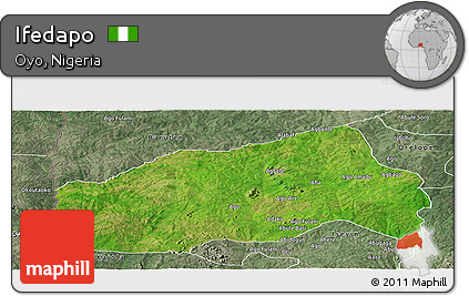 Satellite Panoramic Map of Ifedapo, semi-desaturated