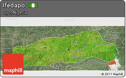 Satellite Panoramic Map of Ifedapo, semi-desaturated