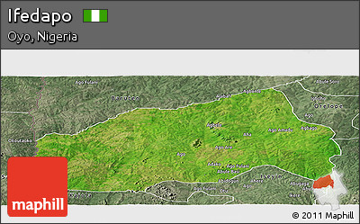 Satellite Panoramic Map of Ifedapo, semi-desaturated