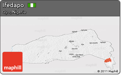 Silver Style Panoramic Map of Ifedapo, single color outside