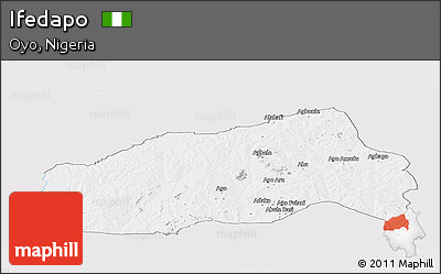 Silver Style Panoramic Map of Ifedapo, single color outside