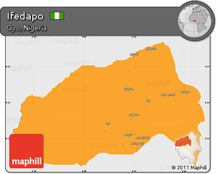 Political Simple Map of Ifedapo, single color outside