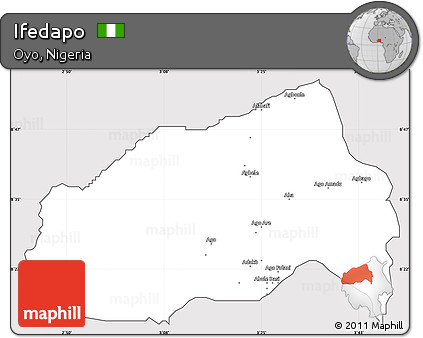 Silver Style Simple Map of Ifedapo, cropped outside
