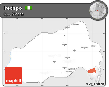 Silver Style Simple Map of Ifedapo, single color outside